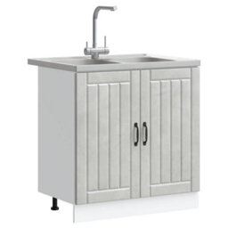 Berkfield Kitchen Cabinet 'lucca'with Double Sinks In Concrete Grey Made Of Engineered Wood - thumbnail 3