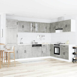 Berkfield Kitchen Cabinet 'lucca'with Double Sinks In Concrete Grey Made Of Engineered Wood - thumbnail 1