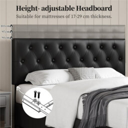Yaheetech Faux Leather Bed Frame With Adjustable Headboard And 2 Drawers Storage - Black / King - thumbnail 9
