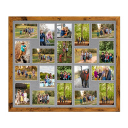 AK Frames 80X70Cm Rustic Oak Modern Multi Photo Frame With Mid Grey Mount - Holds 20 Apertures (18X) 6X4, (2X) 4X4 Photos - thumbnail 1