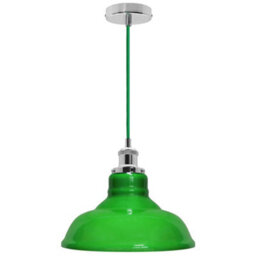 Long Life Lamps Company Green Ceiling Lamp Shade Pendant Light Industrial Chrome Lamp Holder Fitting H3046 - thumbnail 4