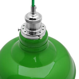 Long Life Lamps Company Green Ceiling Lamp Shade Pendant Light Industrial Chrome Lamp Holder Fitting H3046 - thumbnail 5