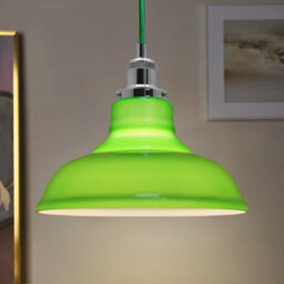 Long Life Lamps Company Green Ceiling Lamp Shade Pendant Light Industrial Chrome Lamp Holder Fitting H3046 - thumbnail 6