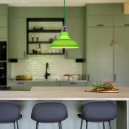 Long Life Lamps Company Green Ceiling Lamp Shade Pendant Light Industrial Chrome Lamp Holder Fitting H3046 - thumbnail 7