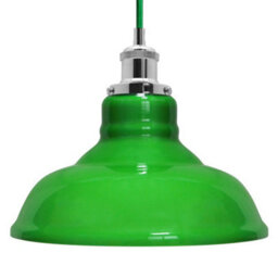 Long Life Lamps Company Green Ceiling Lamp Shade Pendant Light Industrial Chrome Lamp Holder Fitting H3046 - thumbnail 3