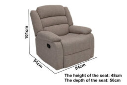 Judy Manual Armchair Recliner Fabric Beige - thumbnail 5