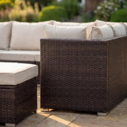 Artemis Home Oliena 7 Seat Modular Rattan L-Shaped Corner Garden Furniture - Brown - thumbnail 4