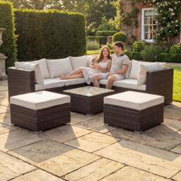 Artemis Home Oliena 7 Seat Modular Rattan L-Shaped Corner Garden Furniture - Brown - thumbnail 2