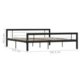 Berkfield Bed Frame Black And White Metal 180X200 Cm 6Ft Super King - thumbnail 6