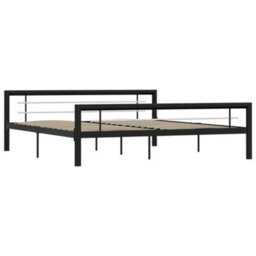 Berkfield Bed Frame Black And White Metal 180X200 Cm 6Ft Super King - thumbnail 2