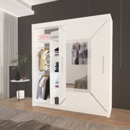 Ie Venice Wardrobe With Rails & Shelves Sliding Door Wardrobe ( White, 180 Cm ) - thumbnail 2