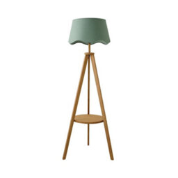 ValueLights Morrigan Mid Wood Shelf Floor Lamp With Sage Green Scallop Shade - thumbnail 7
