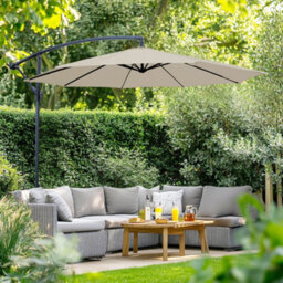 Rinse Bathrooms Cream Patio Parasol Cantilever Hanging Garden Beach Banana Umbrella Uv Protection 3M - thumbnail 1