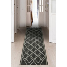 Melrose Eden Silver Diamond Design Pile Height 3mm Indoor Outdoor Area Runner Rug - 67/200Cm - thumbnail 4