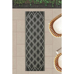 Melrose Eden Silver Diamond Design Pile Height 3mm Indoor Outdoor Area Runner Rug - 67/200Cm