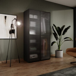 Arte Sophisticated Lund Hinged Door Wardrobe Flutes H2000mm W1010mm D510mm In Midnight Black - Elegant Storage Marvel - thumbnail 3