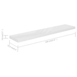 Berkfield Floating Wall Shelf High Gloss White 120X23.5X3.8 Cm Mdf - thumbnail 7