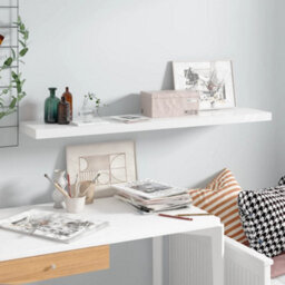 Berkfield Floating Wall Shelf High Gloss White 120X23.5X3.8 Cm Mdf