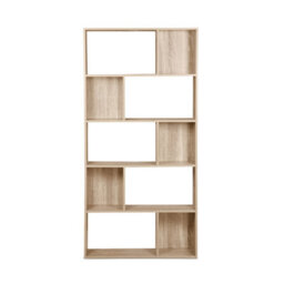 Sweeek. 5-Shelf Bookcase With 10 Compartments Pieter Natural 83X23.4X173 Cm - thumbnail 8