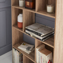Sweeek. 5-Shelf Bookcase With 10 Compartments Pieter Natural 83X23.4X173 Cm - thumbnail 2