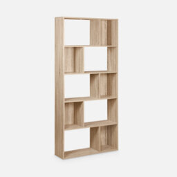 Sweeek. 5-Shelf Bookcase With 10 Compartments Pieter Natural 83X23.4X173 Cm - thumbnail 3
