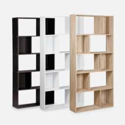 Sweeek. 5-Shelf Bookcase With 10 Compartments Pieter Natural 83X23.4X173 Cm - thumbnail 7