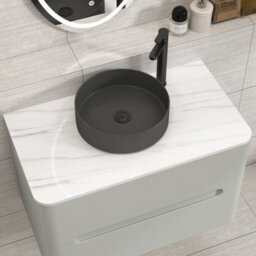Royal Bathrooms Venice 800mm Dove Grey Wall Mounted Bathroom Countertop Vanity Unit 2 Drawer With Art Round Basin - thumbnail 6