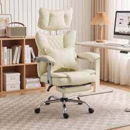 Big And Tall Office Chair With Lumbar Support, Beige - thumbnail 3