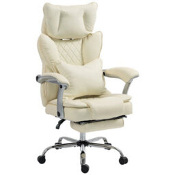 Big And Tall Office Chair With Lumbar Support, Beige - thumbnail 4