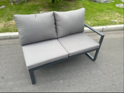 Fimous Outdoor Garden Furniture Set Aluminium Lounge Sofa Square Coffee Table Sets With 2 Small Footstools - thumbnail 4