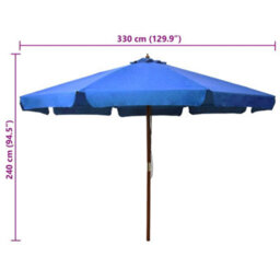 Berkfield Durable Outdoor Parasol With Wooden Pole 330 Cm Azure - thumbnail 5