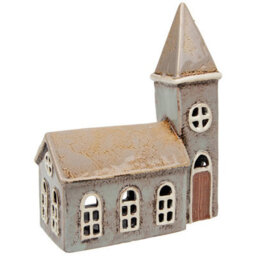Village Pottery Large Church Tea Light Candle Holder - thumbnail 1