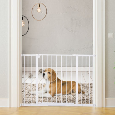 Pawhut Pressure Fitted Pet Dog Safety Gate Metal Fence 76 Cm Tall, White - image 1