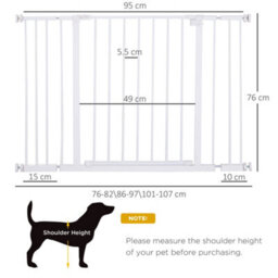 Pawhut Pressure Fitted Pet Dog Safety Gate Metal Fence 76 Cm Tall, White - thumbnail 3