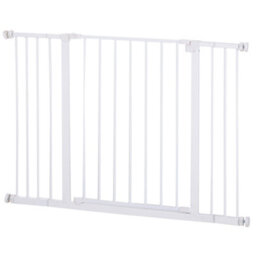 Pawhut Pressure Fitted Pet Dog Safety Gate Metal Fence 76 Cm Tall, White - thumbnail 2