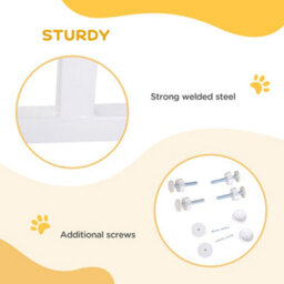 Pawhut Pressure Fitted Pet Dog Safety Gate Metal Fence 76 Cm Tall, White - thumbnail 6