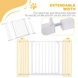 Pawhut Pressure Fitted Pet Dog Safety Gate Metal Fence 76 Cm Tall, White - thumbnail 5