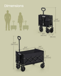 LEDREM Festival Trolley On Wheels,pull Garden Wagon, Adjustable Handle, 4 Reinforced Wheels,outdoor, Yard, Ink Black - thumbnail 8