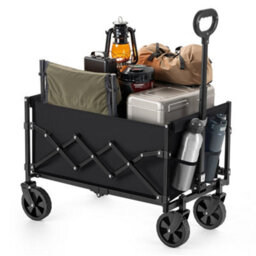 LEDREM Festival Trolley On Wheels,pull Garden Wagon, Adjustable Handle, 4 Reinforced Wheels,outdoor, Yard, Ink Black - thumbnail 2