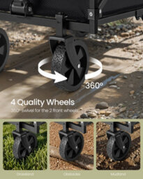 LEDREM Festival Trolley On Wheels,pull Garden Wagon, Adjustable Handle, 4 Reinforced Wheels,outdoor, Yard, Ink Black - thumbnail 7