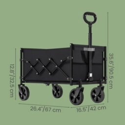 LEDREM Festival Trolley On Wheels,pull Garden Wagon, Adjustable Handle, 4 Reinforced Wheels,outdoor, Yard, Ink Black - thumbnail 4