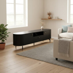 181 Cm Modern Tv Stand With Soft Close System And Metal Legs Black