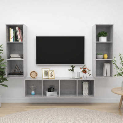 Berkfield 3 Piece Tv Cabinet Set Concrete Grey Engineered Wood - image 1