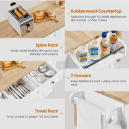 Rolling Kitchen Island Cart On Wheels With Drop-Leaf Countertop And 4 Drawers - thumbnail 5