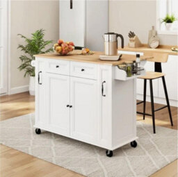 Rolling Kitchen Island Cart On Wheels With Drop-Leaf Countertop And 4 Drawers - thumbnail 1
