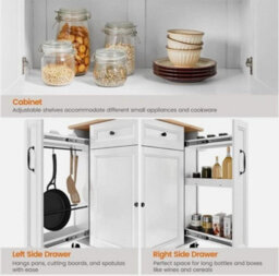 Rolling Kitchen Island Cart On Wheels With Drop-Leaf Countertop And 4 Drawers - thumbnail 4