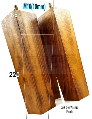 L&F 4 Wood Furniture Legs M10 220mm High Dark Oak Wash Replacement Square Tapered Sofa Feet Stools Chairs Cabinets Beds - image 1