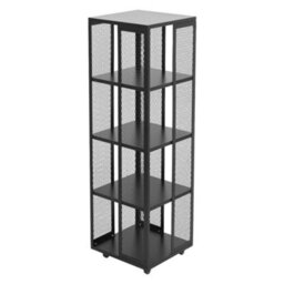 Thehotsale Steel Bookshelf Rack Black 4-Tier Bookcase Freestanding Storage Rack With Wheels - thumbnail 4