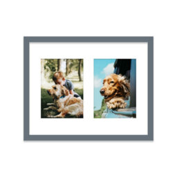 14X11 Inch 2 Opening Photo Collage Frame, Display Two 7X5 Inch Photos, Multi Aperture Family Picture Frame, Grey - thumbnail 1