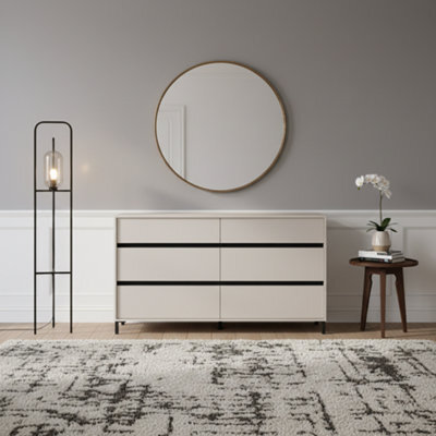 Amos Mann Furniture Corbett Cashmere 6 Drawer Wide 157Cm Chest Of Drawers - image 1